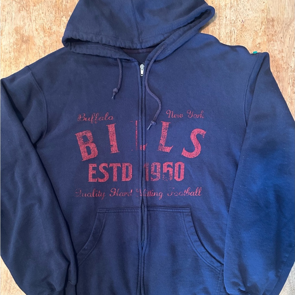 Reebok Buffalo Bills estd 1960 Navy Blue Hoodie with Red Print